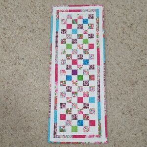 Handmade Quilted Patchwork Table Runner Bright Florals